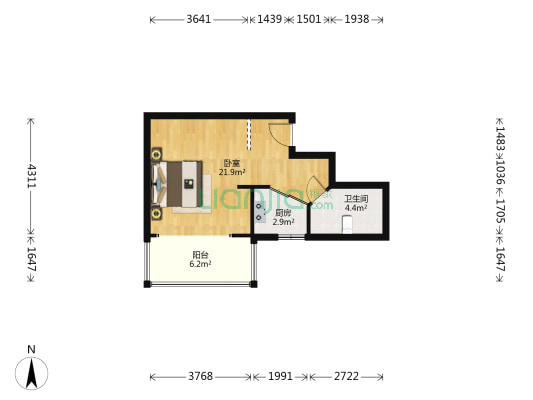 博学华府 1室0厅1卫 45平方