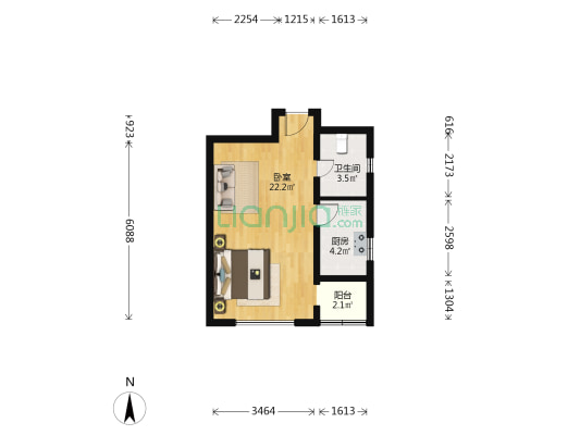 六里桥家园 1室0厅1卫 51平方