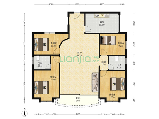 惠阳机械厂小区 4室1厅2卫 137平方
