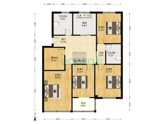 恩波社区大寺弄 4室1厅2卫 137平方