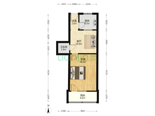 安庆路179号 1室1厅1卫 47平方