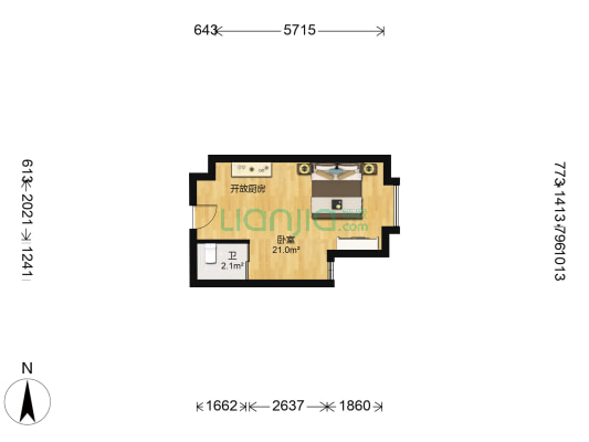 中节能国际中心 1室0厅1卫 35平方