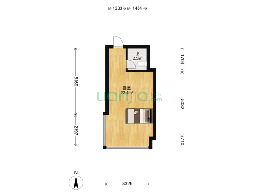 月河西干道楼 1室0厅1卫 79平方