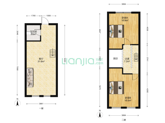 时代名苑 2室1厅1卫 68平方