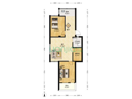福兴长城花园 2室1厅1卫 80平方
