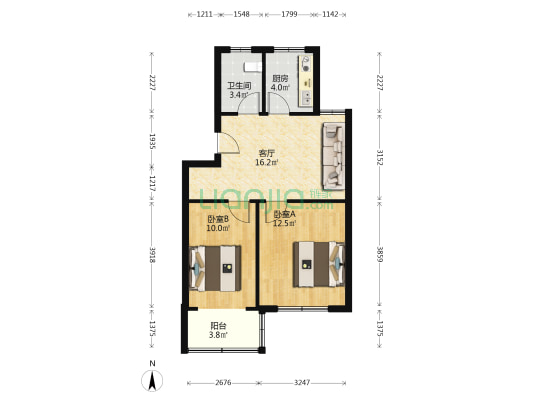 希泉新寓 2室1厅1卫 65平方