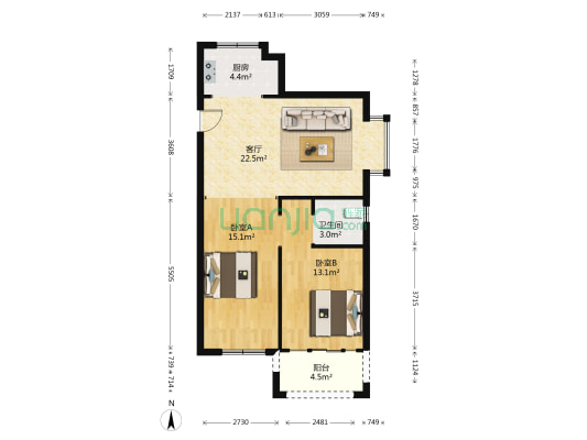 垟田西锦园 2室1厅1卫 87平方