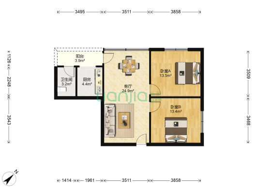 三倒拐 2室1厅1卫 71平方
