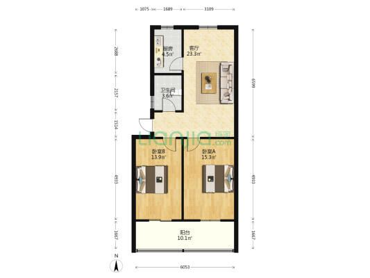 荷香公寓 2室1厅1卫 81平方