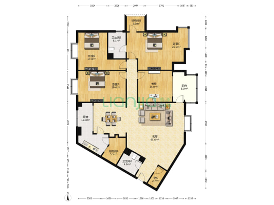 红叶大厦 4室1厅2卫 247平方