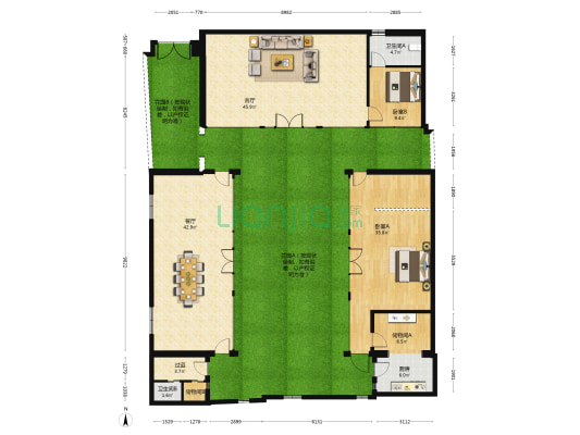 北新胡同 2室2厅2卫 181平方
