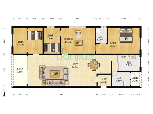 顺景楼 4室1厅2卫 151平方