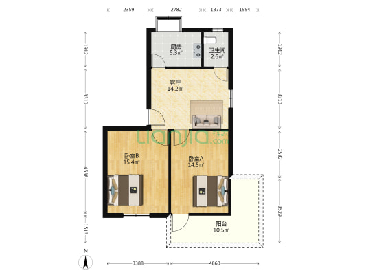 港新里 2室1厅1卫 70平方