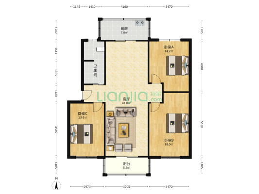 农校家属院 3室1厅1卫 117平方