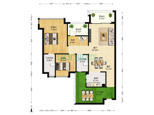 中澳滨河湾五六期 3室2厅2卫 118平方