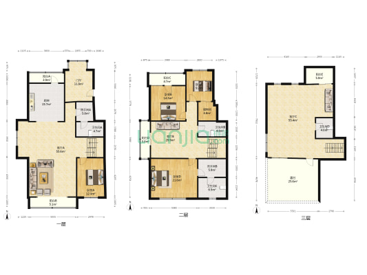 香邑溪谷原墅 别墅 叠拼上叠 精装修 舒适住所-户型图