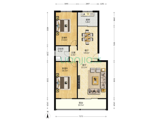 桃源新苑小区 2室2厅1卫 111平方