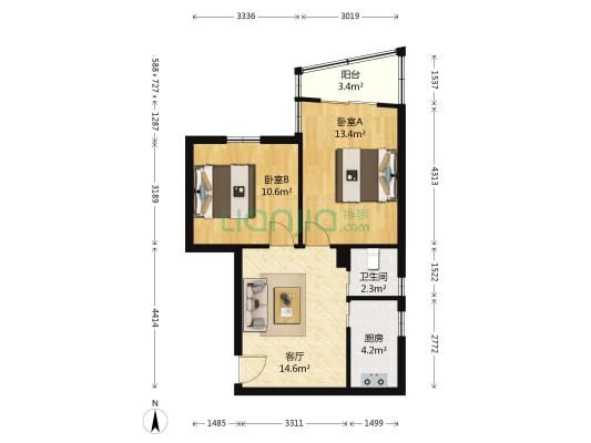 白衣庵 2室1厅1卫 70平方