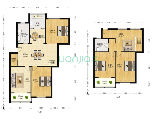 钟楼新村 4室3厅2卫 123平方