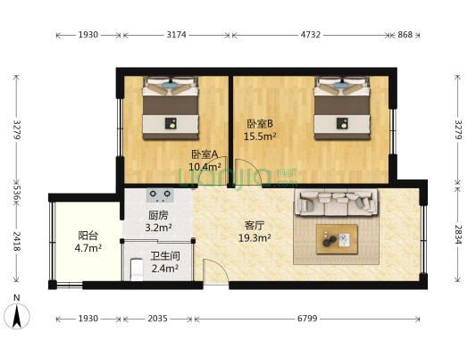 地质小区 2室1厅1卫 69平方