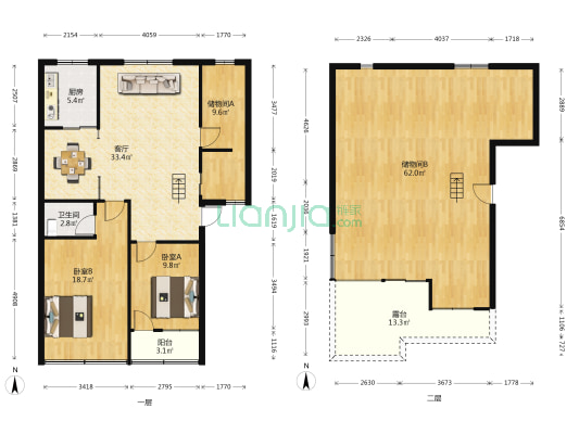 秦望公寓 2室1厅1卫 146平方
