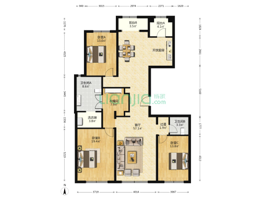 中粮祥云国际生活区中区 3室1厅2卫 190平方