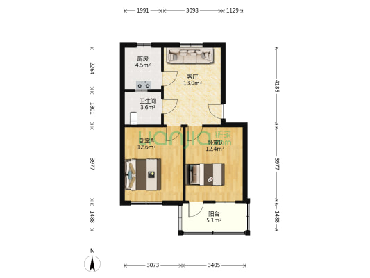 王安里北区 2室1厅1卫 65平方