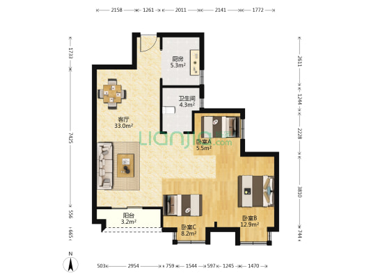 新长江香榭澜溪二期 3室1厅1卫 98平方