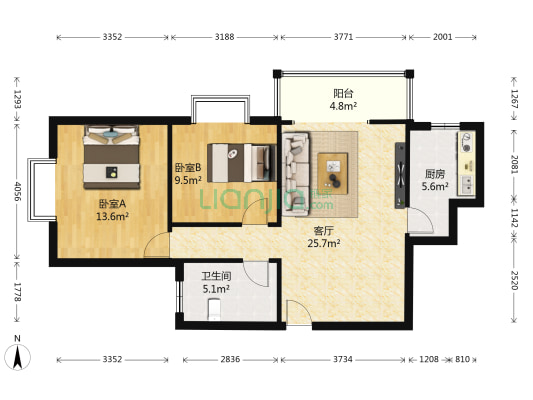 欣欣茗园 2室1厅1卫 93平方