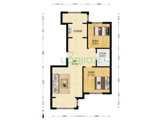 晟鑫康诗丹郡 2室1厅1卫 92平方