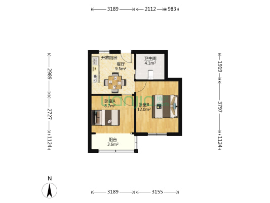 化工二三村 2室1厅1卫 47平方