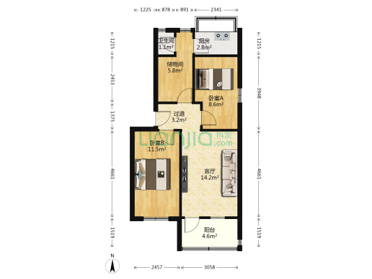 华光路南六巷 2室1厅1卫 69平方