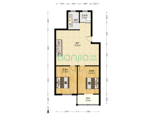 紫金城市花园 2室1厅1卫 84平方