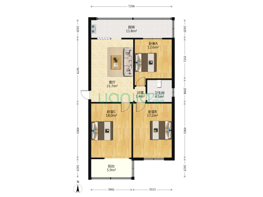 省税务局宿舍 3室1厅1卫 104平方