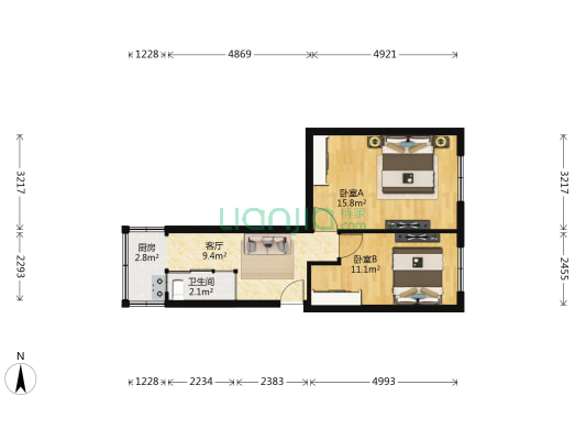 科技园 2室1厅1卫 54平方