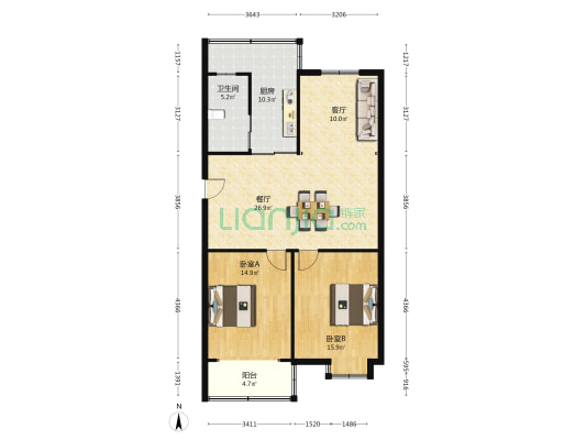 紫薇花苑西区 2室2厅1卫 103平方