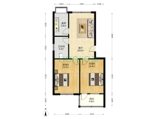 民爆家属院 2室1厅1卫 80平方