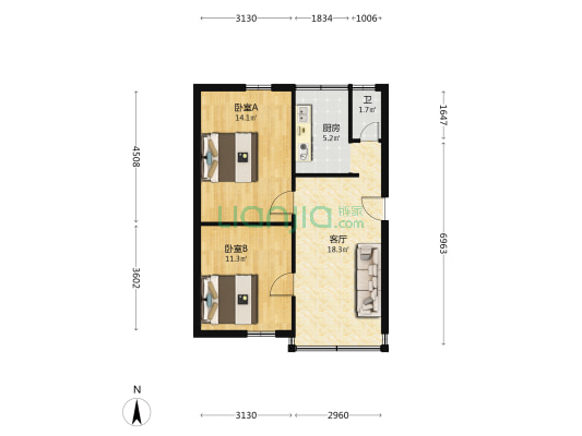 紫西岭四巷 2室1厅1卫 63平方