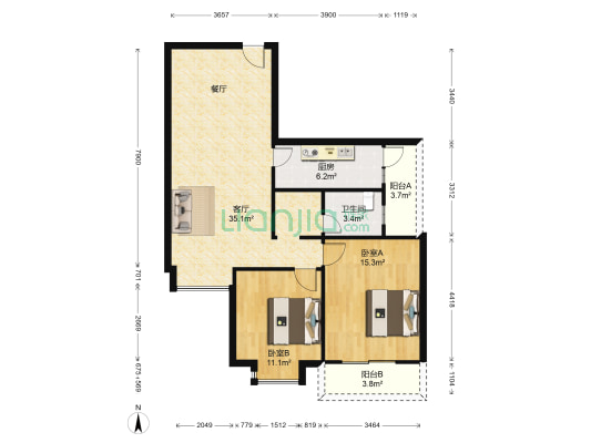 人才楼 2室1厅1卫 104平方