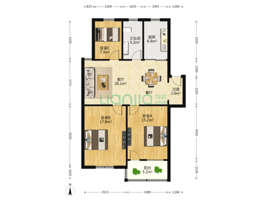 开发新村三组团 3室1厅1卫 100平方