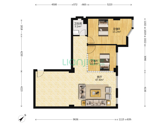 鹏飞湖庭 2室1厅1卫 105平方