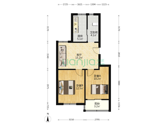 金濠小区 2室1厅1卫 68平方