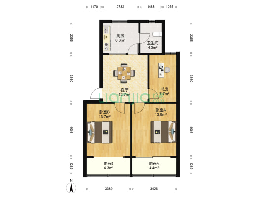 梅堰小区 3室1厅1卫 83平方