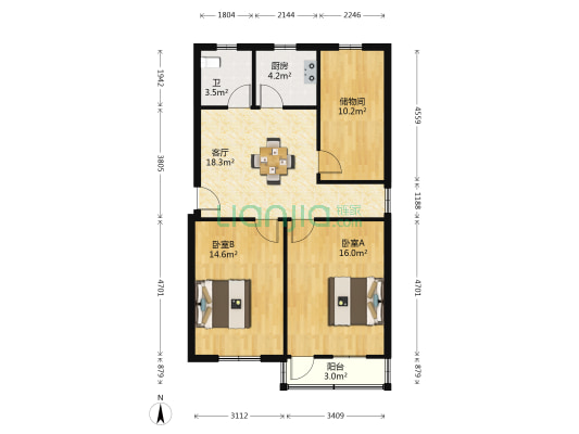 东汇路65号 2室1厅1卫 87平方