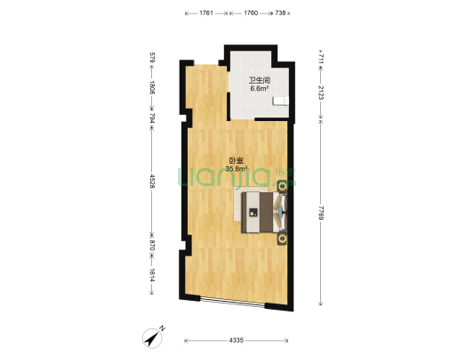启航精英公寓 1室0厅1卫 77平方