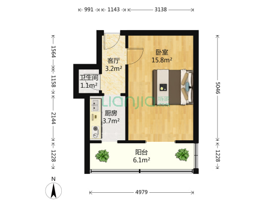 紫云里社区 1室1厅1卫 21平方
