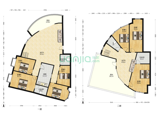 范阳路沿线  集中供暖 跃层 有大露台 视野好-户型图