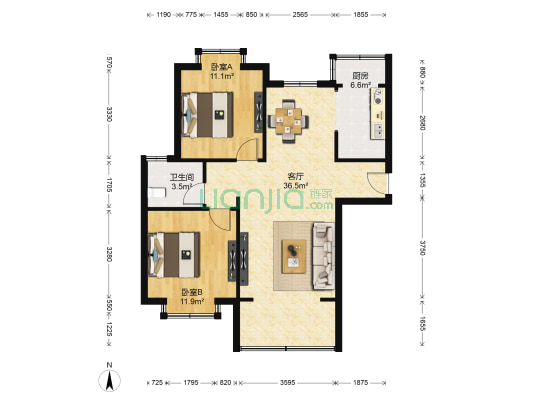 香樟苑 2室1厅1卫 90平方