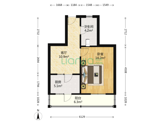 华旭里 1室1厅1卫 52平方