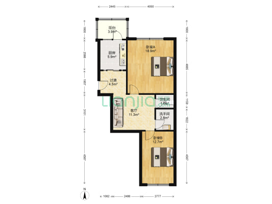 文化小区(道外区) 2室1厅2卫 88平方